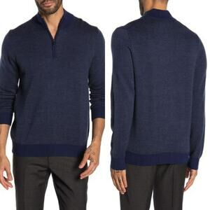 Toscano Mock Neck Quarter Zip Diagonal Sweater Size L